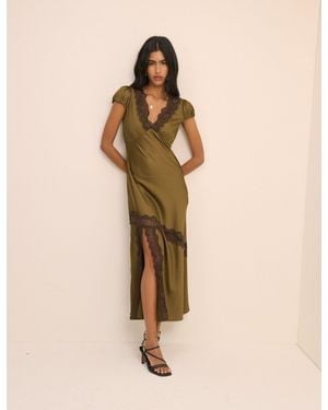 Nobody's Child Lace Trim Satin Gloria Maxi Dress - Natural