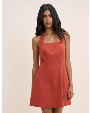 Nobody's Child Dusty Linen-Blend Halterneck Emily Mini Dress - Red