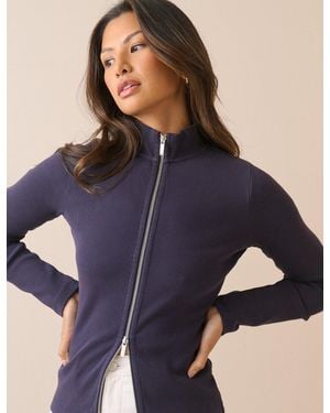 Nobody's Child Jersey High Neck Jacket - Blue