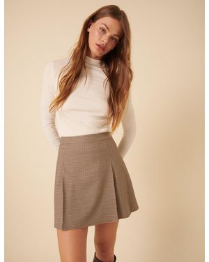 Nobody's Child Heritage Check Pleated Mini Skirt - Natural