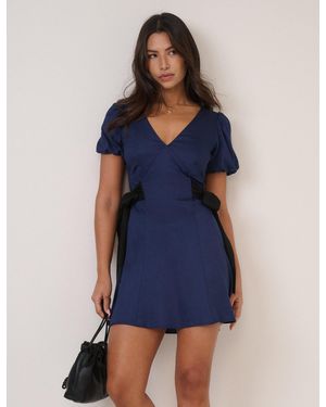 Nobody's Child Remi Bow Mini Dress - Blue