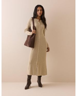 Nobody's Child Ribbed Knitted Midi Dress - Natural
