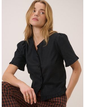 Nobody's Child Frill Round Neck Top - Black