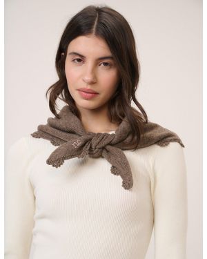 Nobody's Child Crochet Trim Triangle Scarf - Natural