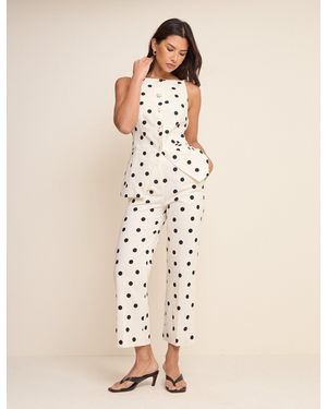 Nobody's Child Polka Dot Linen-Rich Waistcoat - Natural
