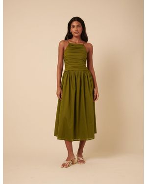 Nobody's Child Ruched Talia Midi Dress - Green
