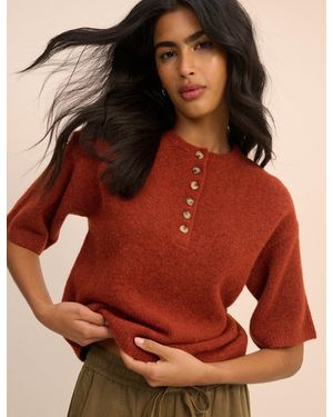 Nobody's Child Knitted Button Down Top - Brown