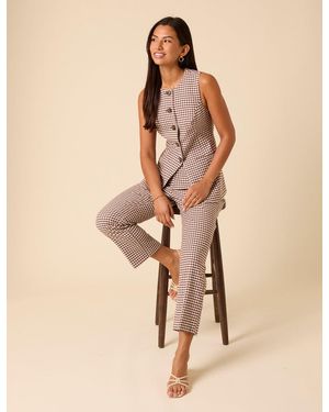 Nobody's Child Gingham Straight Leg Trousers - Natural