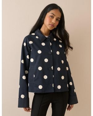 Nobody's Child Polka Dot Oyanti Swing Jacket - Blue
