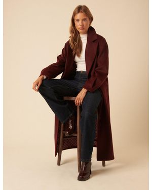 Nobody's Child Nc X Lisou Burgundy Wool Blend Tailored Longline Coat