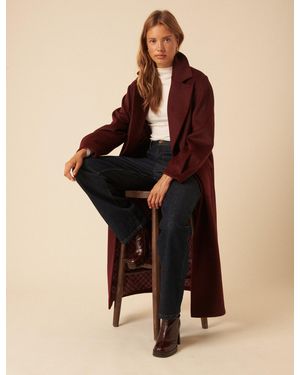 Nobody's Child Nc X Lisou Burgundy Wool Blend Tailored Longline Coat