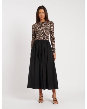 Nobody's Child Leopard Print Spencer Midi Dress - White
