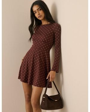 Nobody's Child Polka Dot Jersey Tate Mini Dress - Brown