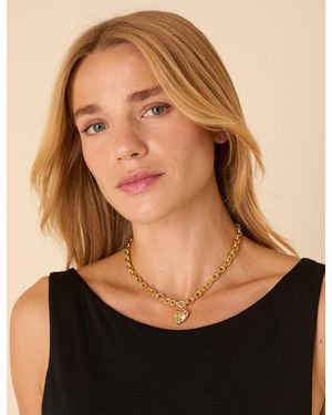 Nobody's Child Plated Chunky Heart Necklace - Black