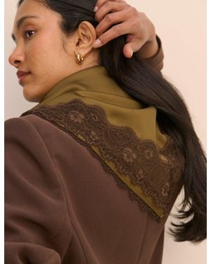 Nobody's Child Lace Trim Square Scarf - Brown