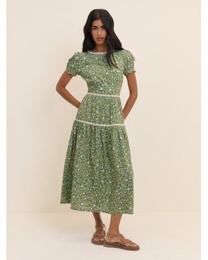 Nobody's Child Ditsy Floral Tiered Dara Midi Dress - Green
