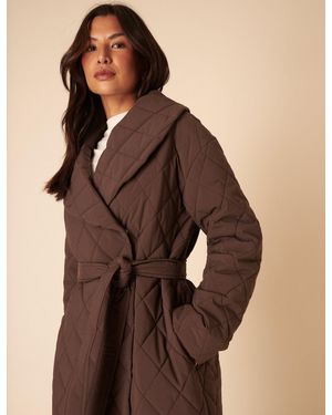 Nobody's Child Quilted Tie Belt Coat - Natural