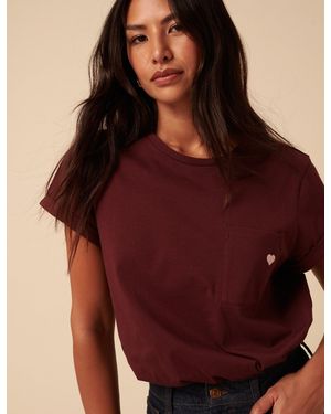 Nobody's Child Burgundy Heart Embroidered T-Shirt