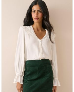 Nobody's Child Ivory Oversized Collared Blouse - Natural