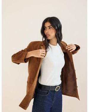 Nobody's Child Suede Blazer Jacket - Natural
