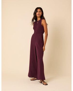 Nobody's Child Shirred Jumpsuit - Pink