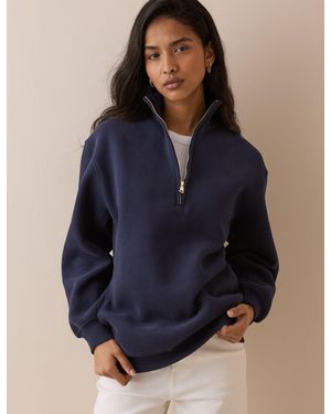 Nobody's Child Quarter Zip Longline Sweatshirt - Blue