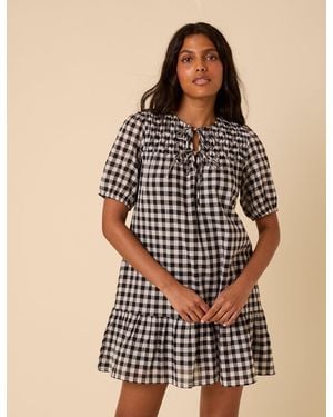 Nobody's Child Gingham Phoebe Mini Dress - Black