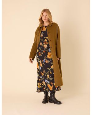 Nobody's Child Wool-Rich Scarf Shawl Coat - Brown