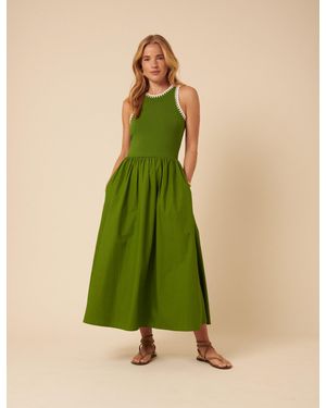 Nobody's Child Crochet Trim Seattle Midi Dress - Green