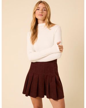 Nobody's Child Cord Pleated Mini Skirt - Brown