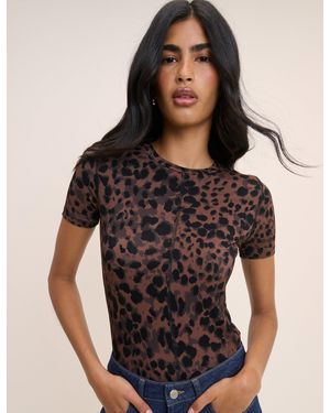 Nobody's Child Leopard Print Jersey Top - Black
