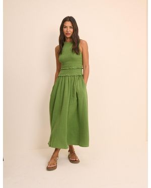 Nobody's Child Shirred Bodice Ingrid Midi Dress - Green