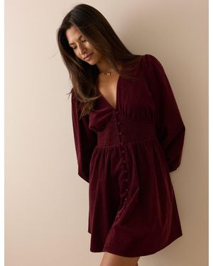Nobody's Child Burgundy Cord Riley Mini Dress - Red