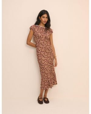 Nobody's Child Floral Puff Sleeve Marianna Midi Dress - Natural