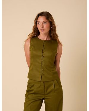Nobody's Child Crew Neck Tailored Waistcoat - Green