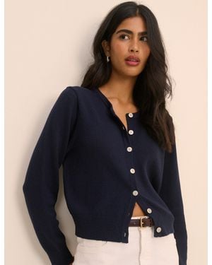 Nobody's Child Crew Neck Cardigan - Blue