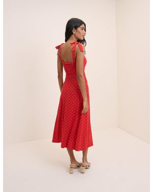 Nobody's Child Polka Dot Hattie Jersey Midi Dress - Red