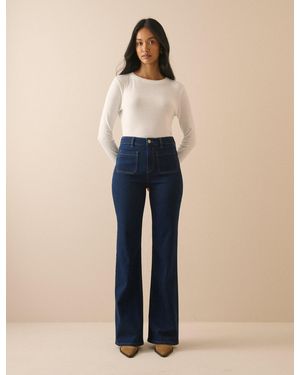 Nobody's Child Dark High Rise Highbury Flare Jeans - Blue
