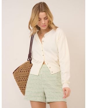 Nobody's Child Check Boucle Tailored Shorts - Natural