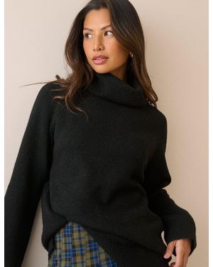 Nobody's Child Roll Neck Oversized Jumper - Black