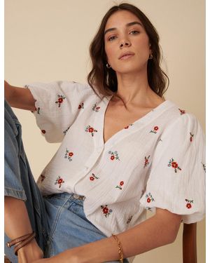 Nobody's Child Floral Embroidered Top - Brown