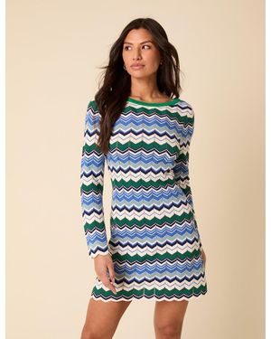 Nobody's Child And Striped Chevron Mini Dress - Blue