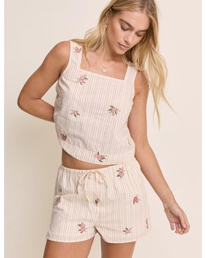 Nobody's Child Light Striped Drawstring Shorts - Natural