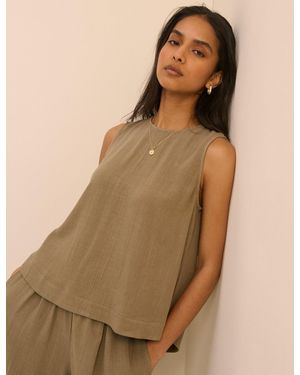 Nobody's Child Linen-Blend Swing Top - Natural