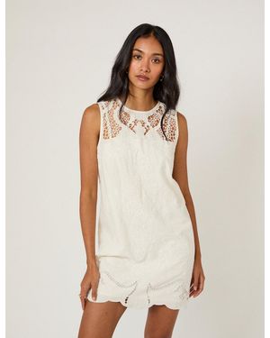 Nobody's Child Floral Embroidered Sonia Mini Dress - White