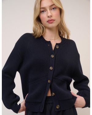 Nobody's Child Stitch Bomber Cardigan - Blue