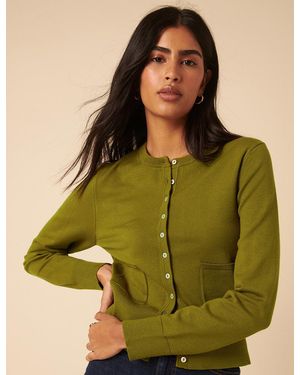 Nobody's Child Crew Neck Cardigan - Green