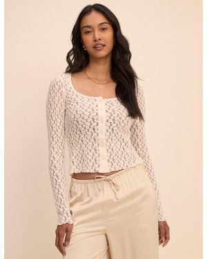 Nobody's Child Lace Scoop Neck Cardigan - Natural