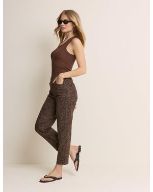 Nobody's Child Leopard Print Mid Rise Camden Tapered Jeans - Natural