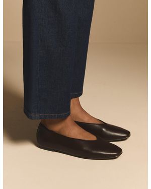 Nobody's Child Leather High Vamp Ballet Flats - Blue